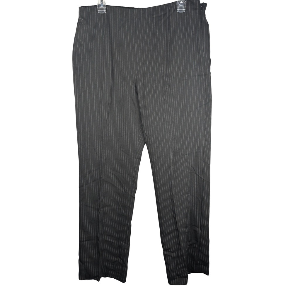 City Girl Nancy Bolen Black Chartreuse Pinstripe Dress Pants Size 12 NWT‎
